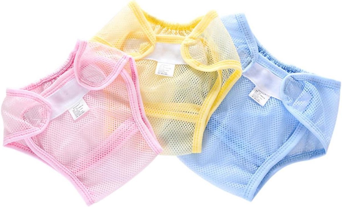Potty Training Broekjes - Luier Broekjes Herbruikbaar - Baby Zindelijkheid - Ademend Mesh Materiaal - 3 Stuks - Roze Geel Blauw