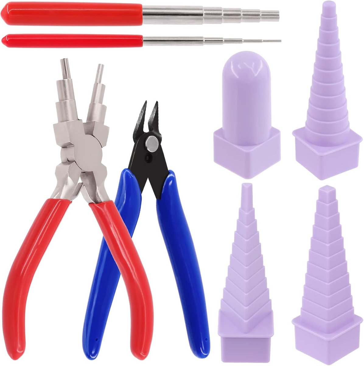 Draad Looping Tool Set inclusief Draad Looping Dorn, 6 in 1 Bail Maken Tangen, Draadsnijder voor Sieraden Draad Wrapping en Jump Ring Vormen