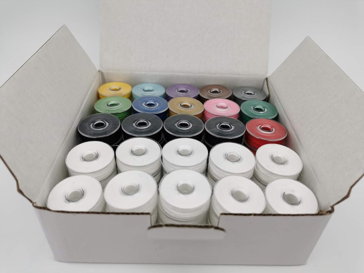 MPM-40S2 Voorgewonden Spoeltjes, Size M, 13 kleuren, 75 stuks | 13-kleuren Size M/Class M kunststof, 40S/2 #60/34WT draad voor kleurmatchen; compatibel met Handi Quilter, Gammill