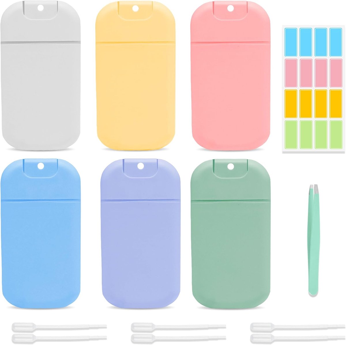 Sprayflesjes, 6 Stuks Mini Fijnnevel Sprayfles 30 ml, Herbruikbare Parfumverstuiver met Druppelaar en Pincet voor Parfum Lichaamsverzorging Cosmetica