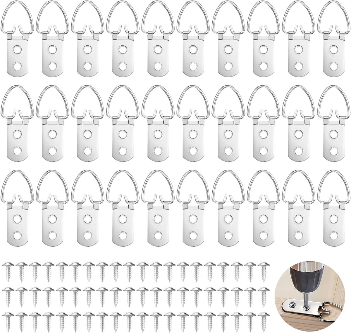 Fotohanger 30 Stuks – Zware Fotohaken Voor Schilderijen Fotolijsten Kunstwerken – Met Schroeven – Tot 18kg Draagkracht – Voor Thuis Kantoor Galerij