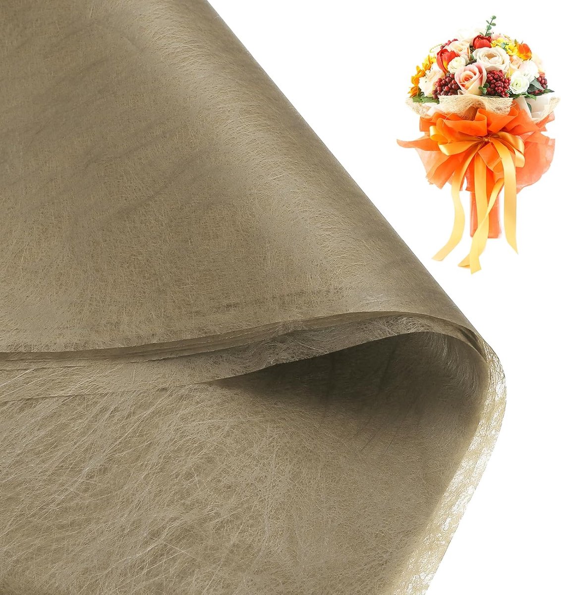 Bloemeninpakpapier 58 cm, 20 stuks katoen inpakpapier bloempapier tissuepapier voor bloemenboeket geschenkverpakking Valentijnsdag afstuderen cadeau bloemenverpakking, lichtbruin