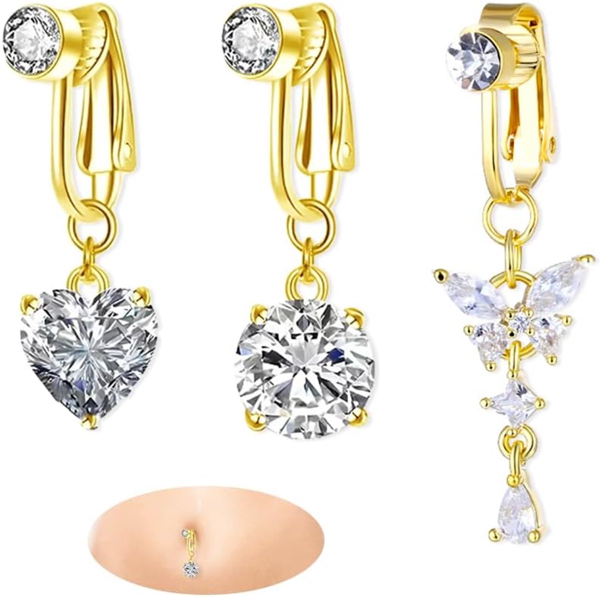 navelpiercing, 3 stuks, chirurgisch staal, Belly Button piercing, navelpiercing, navelpiercing, navelpiercing, sieraad voor dames