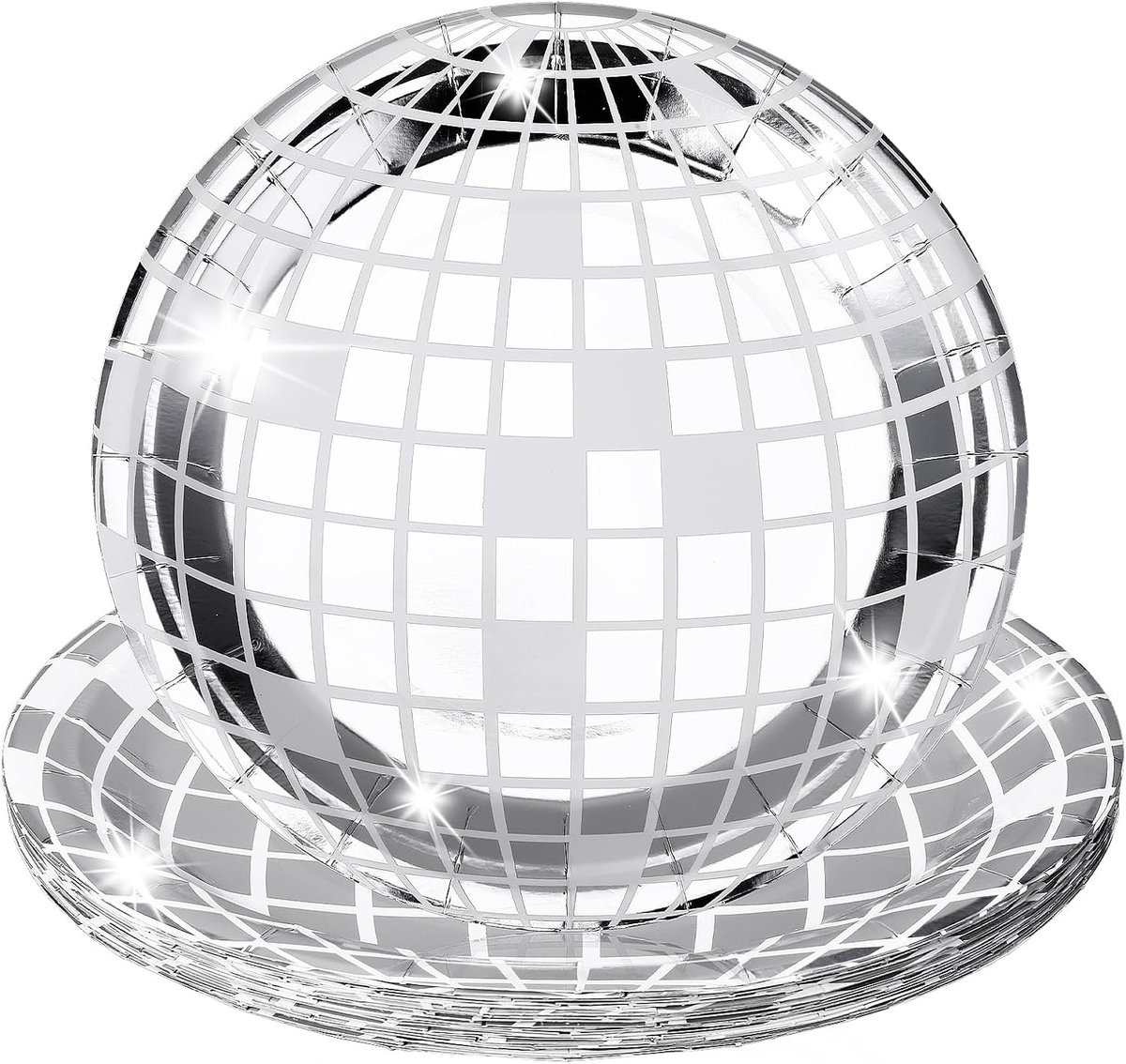 25 Stuks Zilveren Feestborden 25 cm Disco Papieren Borden voor Verjaardagsfeest, Jaren 70 Thema, Bruiloft
