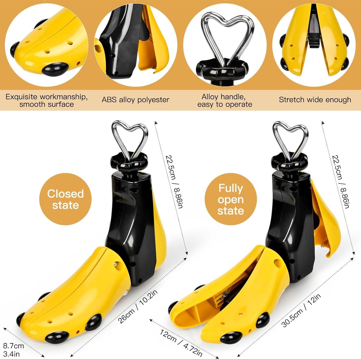 Set van 2 schoenspanners voor mannen en vrouwen - schoenspanner in 4 richtingen voor lengte en breedte verstelbaar, schoenspreider voor te strakke schoenen voor laarzen, sneakers