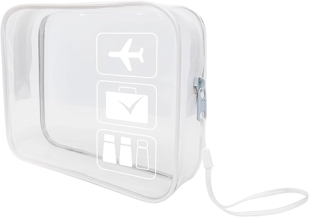 2 stuks doorzichtige toilettas voor op reis - TSA goedgekeurde toilettas, kwartsmaat doorzichtig plastic zakje voldoet aan de vereisten voor handbagage op de luchthaven, wit
