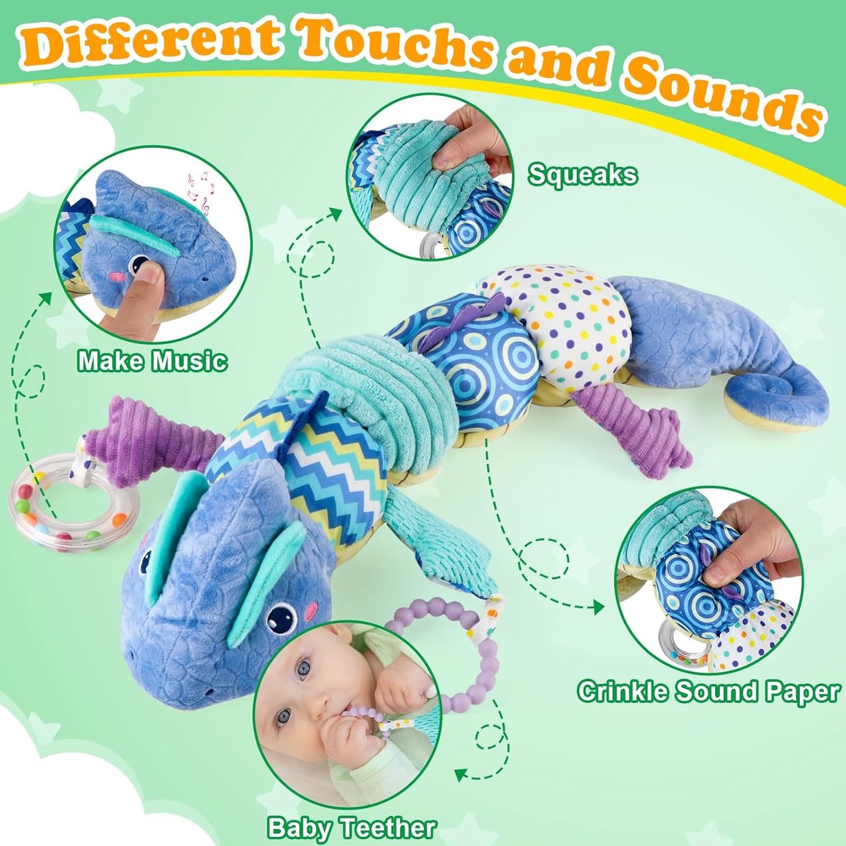 rups speelgoed voor baby's, rups pluche dier speelgoed met ratels en texturen voor baby's van 0-3-6-12 maanden, pasgeborenen, jongens, meisjes, kinderen, kerstcadeau