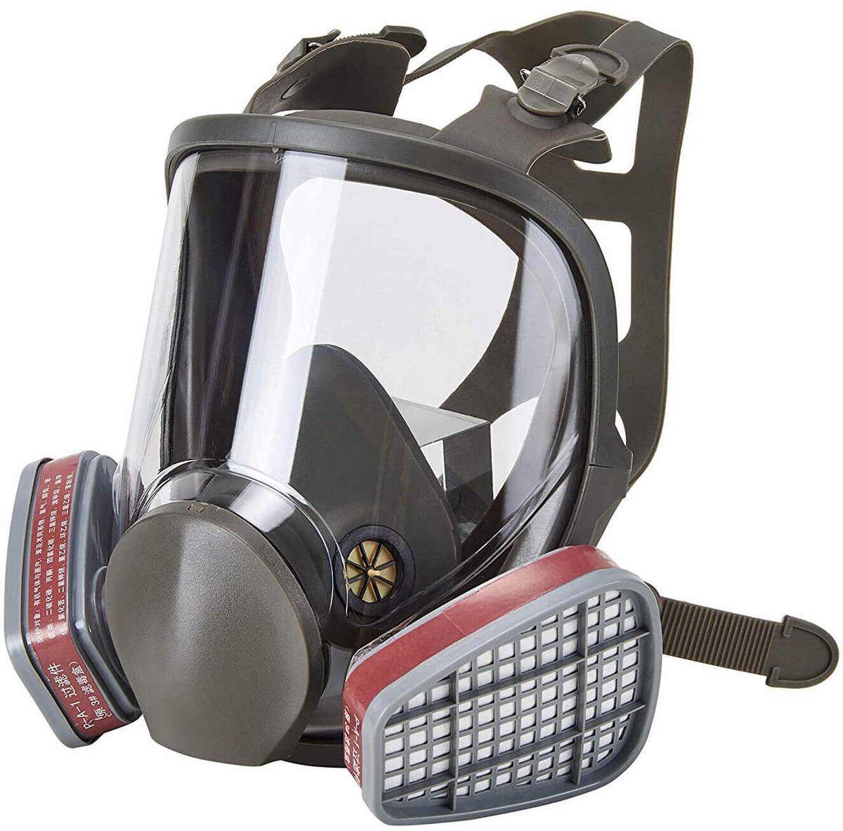 GELLDG Volgelaatsmasker - Herbruikbaar volgelaatsmasker - Filterbus - Geschikt voor spuitwerk, schuren, asbest, rook, hars en stof - Volgelaatsmasker + 6001 filterpatroon 7-delige set - Identiek model als 6800 - Zwart