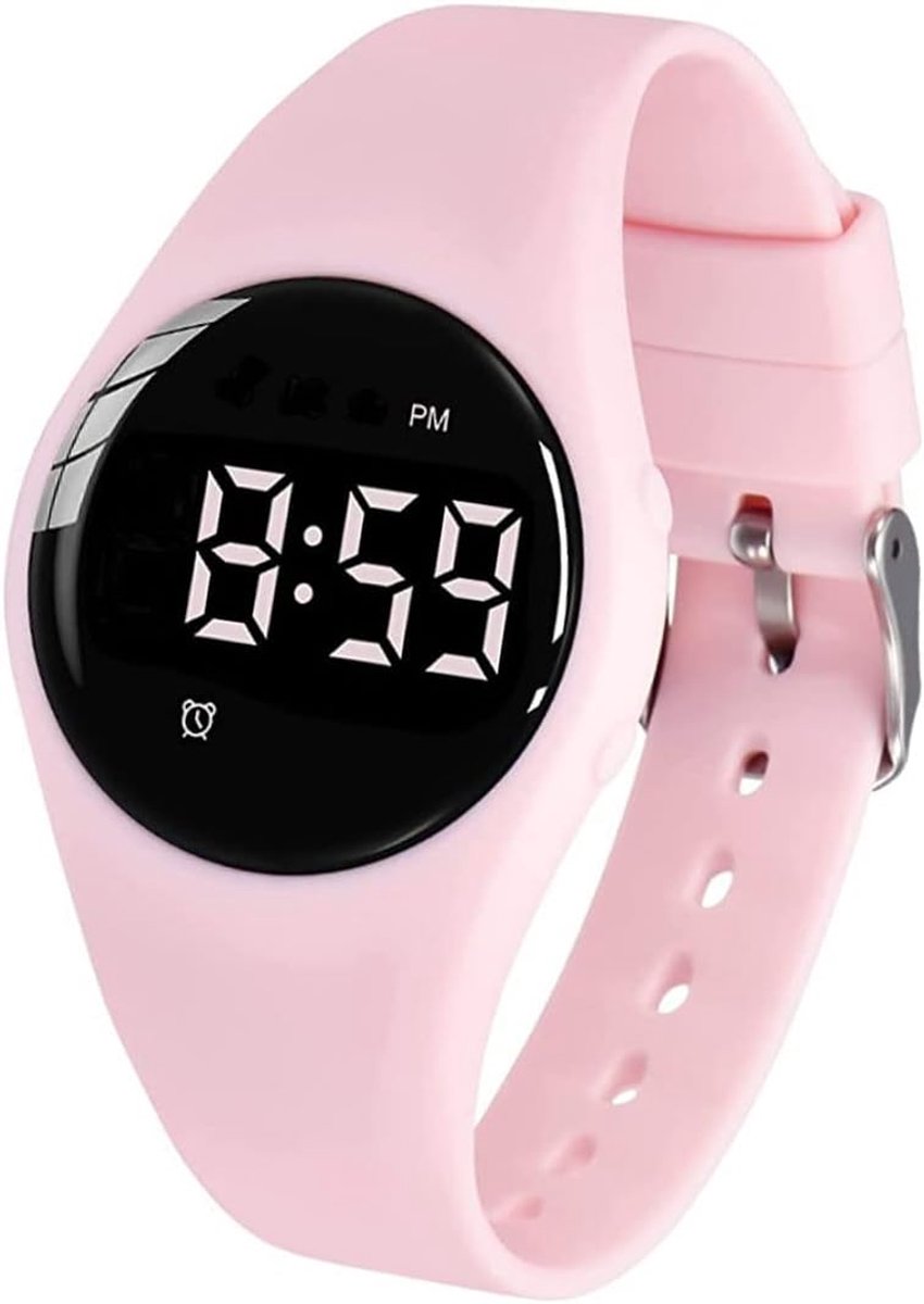 Trillingsalarmhorloge – waterdicht medisch herinneringshorloge – wake-up horloge met timer en 15 dagelijkse alarmen (roze).