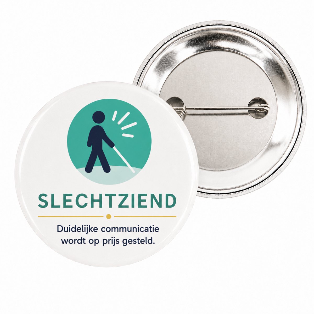 Slechtziend button - 56mm button met speld - Button voor slechtzienden