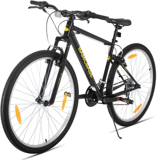 BAMCBASE Agave Voorvering Mountainbike - 29 inch - Carbonstalen Frame - 18 Versnellingen - Handrem - V-Brake - Spatborden - Grijs - Geschikt voor buitenactiviteiten in de lente van Bamcbase — afbeelding 4