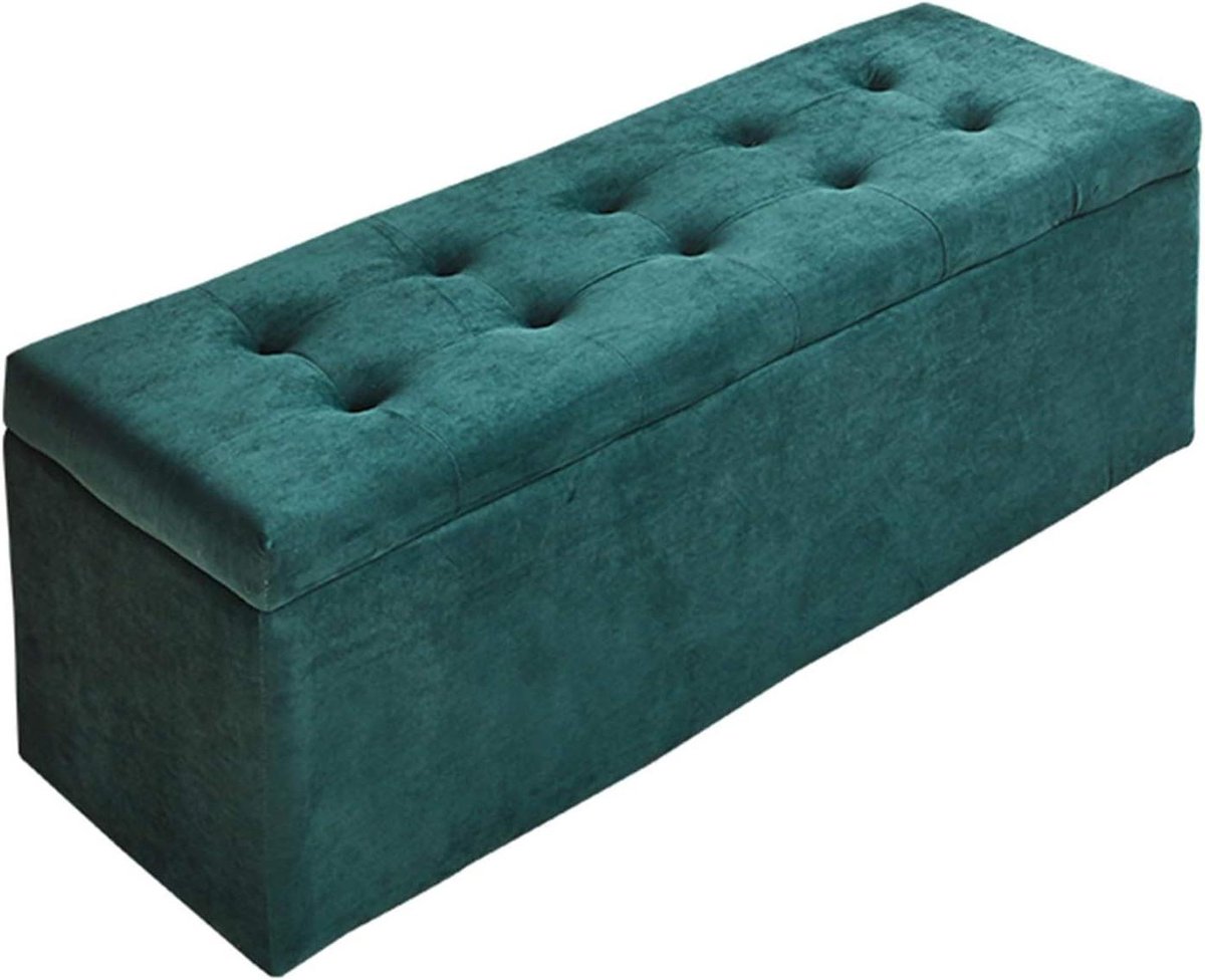 Opbergkruk - Voetenbank Poef - Ruimte Besparen - Inklapbaar Design - 40 x 40 x 40 cm - Groen