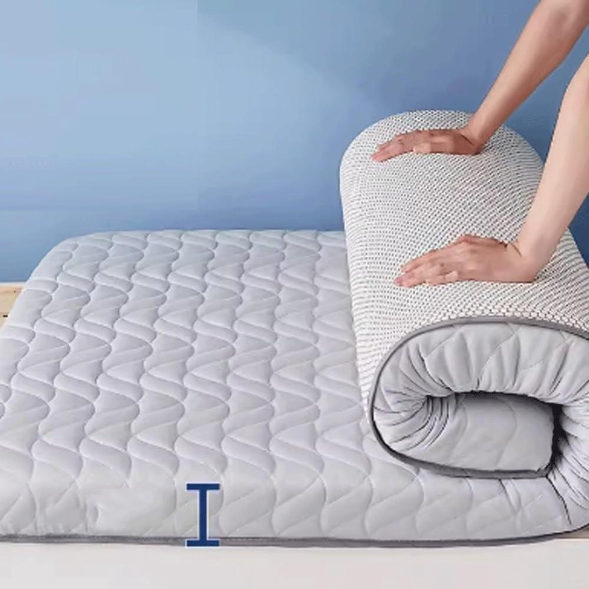 Japanse Latex Matras - Vouwbare Futon - Comfortabel Slapen - Ademend Vochtbestendig - 120x200 cm - Golf Grijs