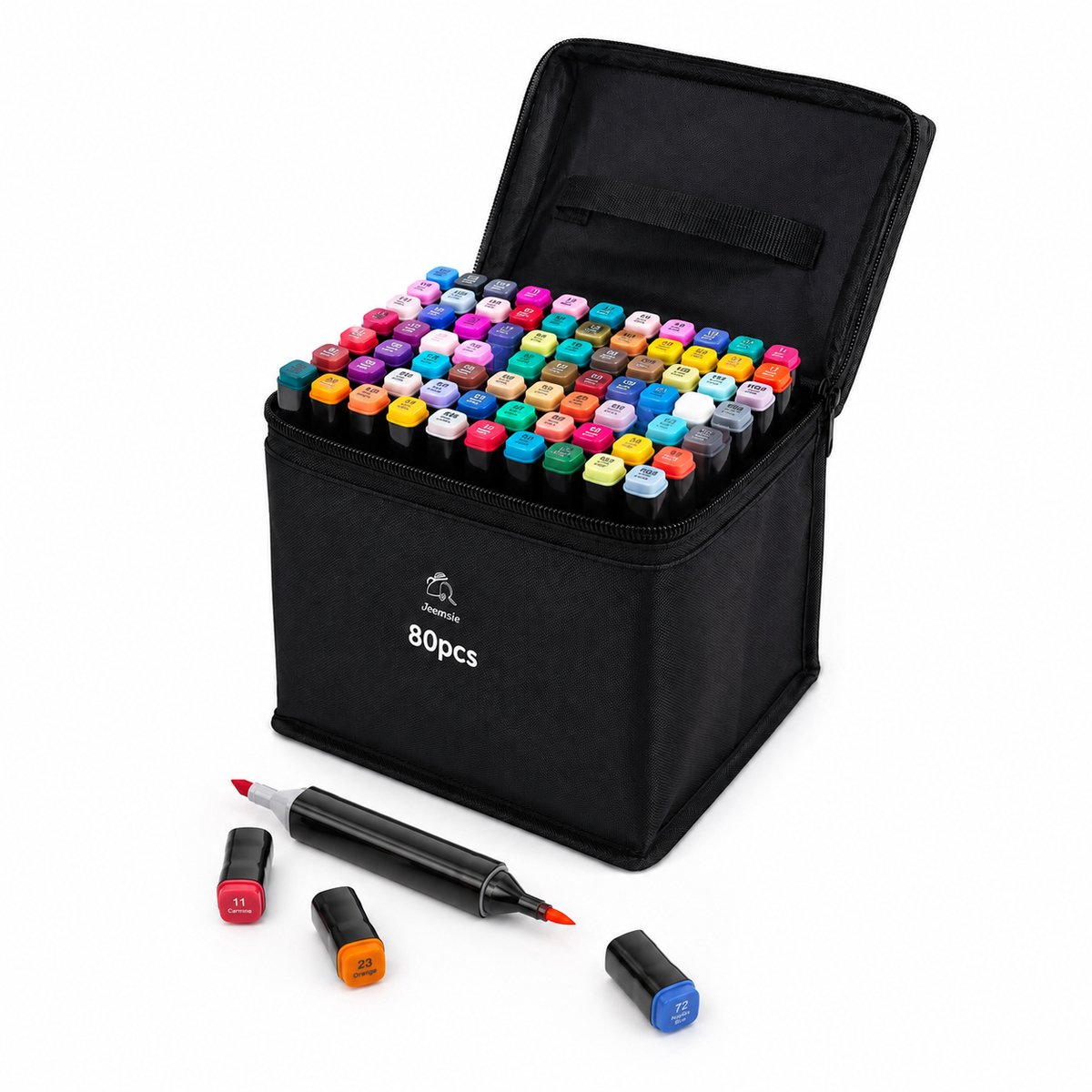Alcohol Markers 80 Kleuren – Dubbelzijdige Stiften Set – Illustratie Markers met Opbergtas – Sneldrogende Tekenstiften – Voor Tekenen, Schetsen, Manga & Kalligrafie