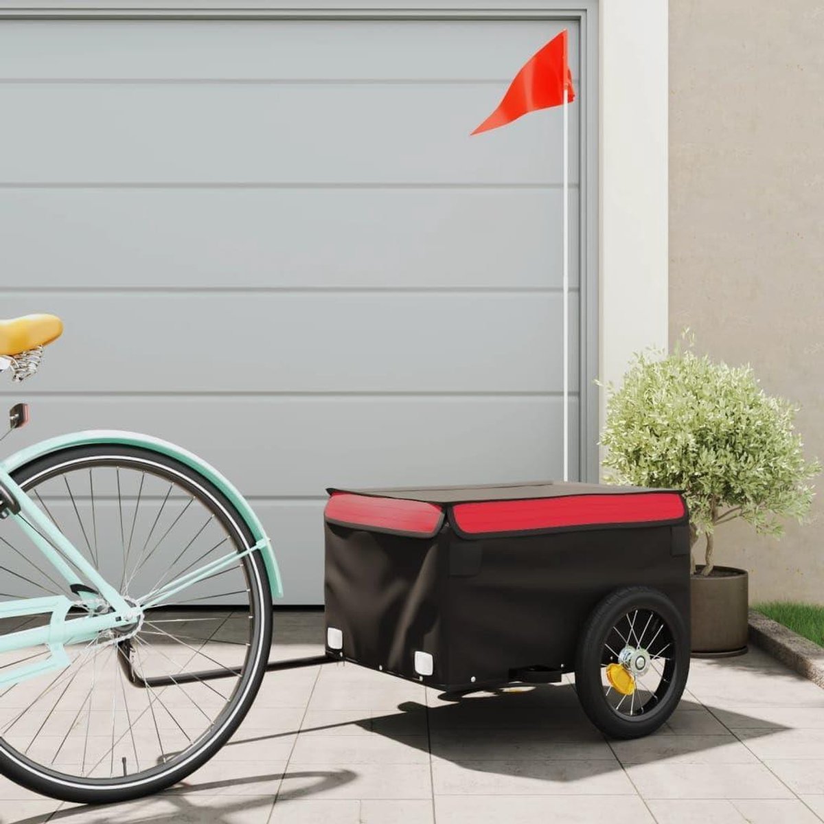 Fietskar - Bagagekar Vrachttrailer - Boodschappen Vervoeren - Stevig Ijzeren Frame - 120 x 54 x 44 cm