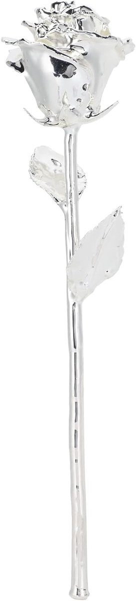 Gouden Roos - Roos met Basis - Cadeau Geven - Echte Bloemblaadjes - 33 x 11 x 9 cm - Zilver