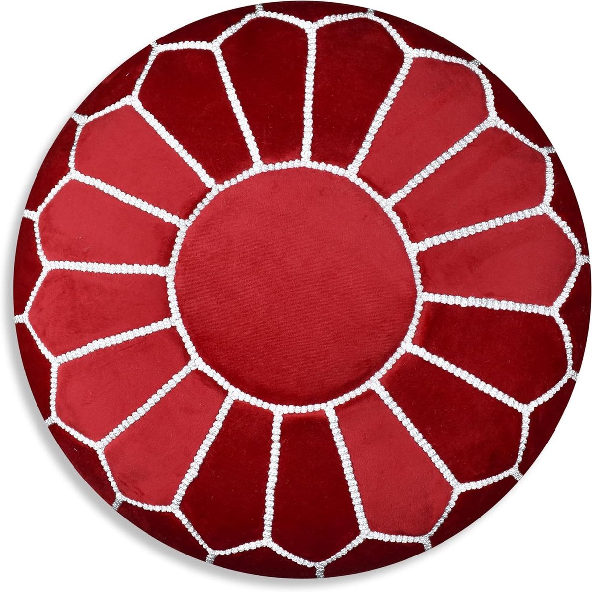 Fluwelen Poef - Voetenbankje Decoratie - Ontspannen Zitten - Handgemaakt Vakmanschap - 50x50x30 cm - Rood