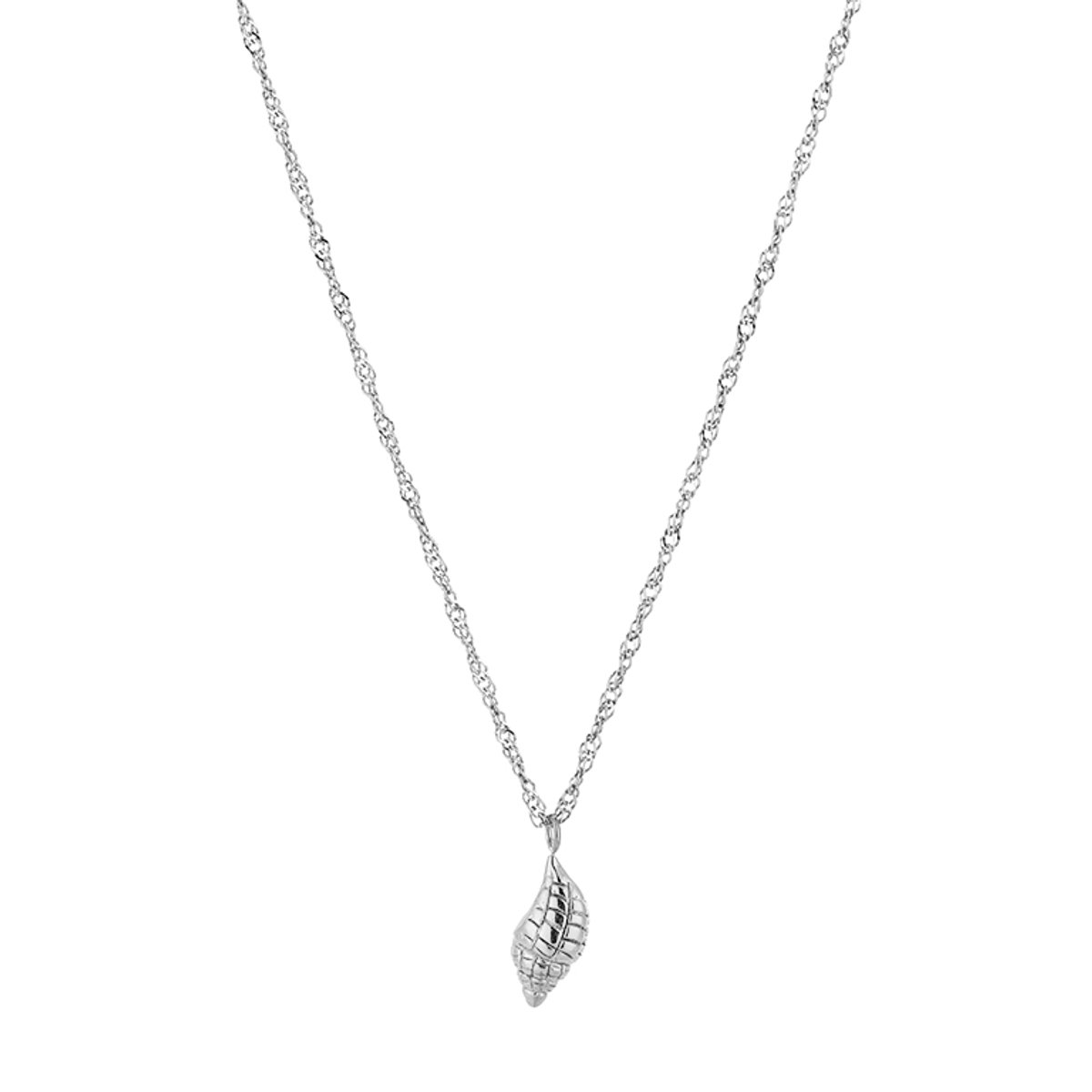 Ketting Dames met Schelp Hanger - Roestvrij Staal (RVS) - Fijnmazige Schakelketting met Schelpje - Zomerse Strand Ketting 40+5 cm - Sieraden Cadeau Vrouw - Zilver
