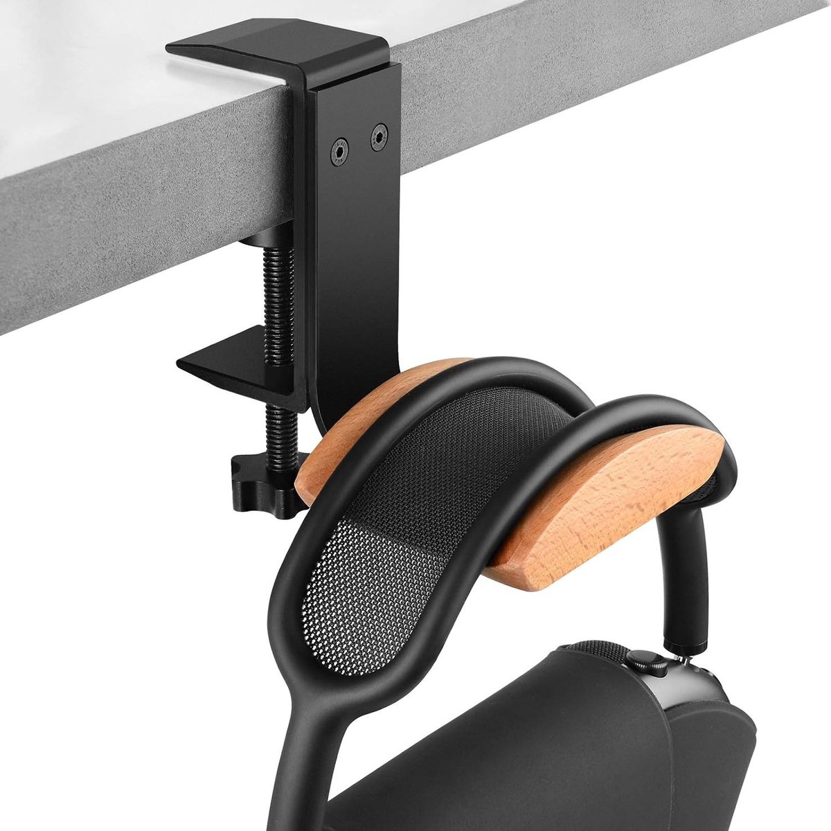 Houten Hoofdtelefoonstandaard Geschikt voor AirPods Max, Onderbureau Hanger en Klemhouder voor Hoofdtelefoons