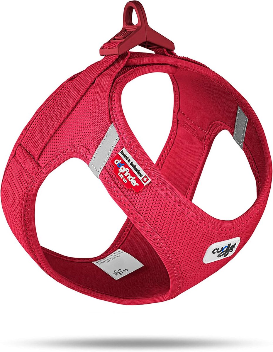 SnelShoppen - Vest Harnas voor Honden Curli Clasp Air-Mesh Rood 3XS - Lichtgewicht en Ademend Hondenharnas voor Wandelen en Buitenactiviteiten