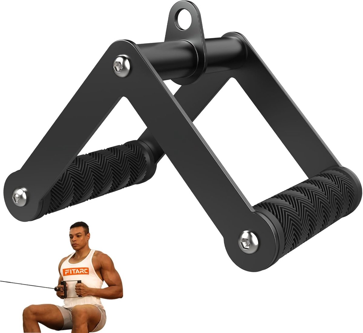 SnelShoppen - Dubbele D-roeigreep, Antislip V-greep, Kabel-accessoire voor Sportschool, T-bar Roeigreep voor Rugtraining, Lattrekaccessoires, Thuisgym