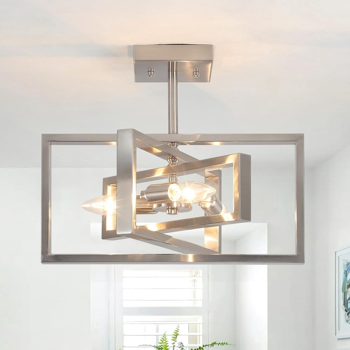 Plafondlamp 3 lampen - geborsteld nikkel - industrieel design - perfect voor woonkamer - ShopVlot