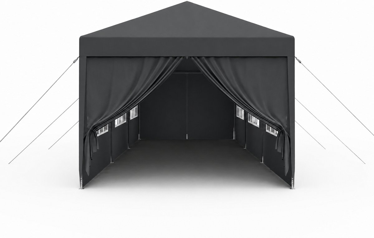 Partytent 3x6 m – Waterdichte Opvouwbare Tent met Afneembare Zijwanden – Stalen Frame – UV-Bescherming – Voor Tuin, Bruiloften, Feesten & Evenementen