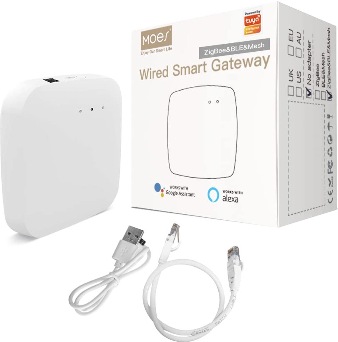 SnelShoppen - MOES Tuya Smart ZigBee Bedrade Gateway Multi-Mode met BLE WiFi 2.4G Mesh Hub - Spraakbesturing via Alexa en Google Home voor Slimme Huiz
