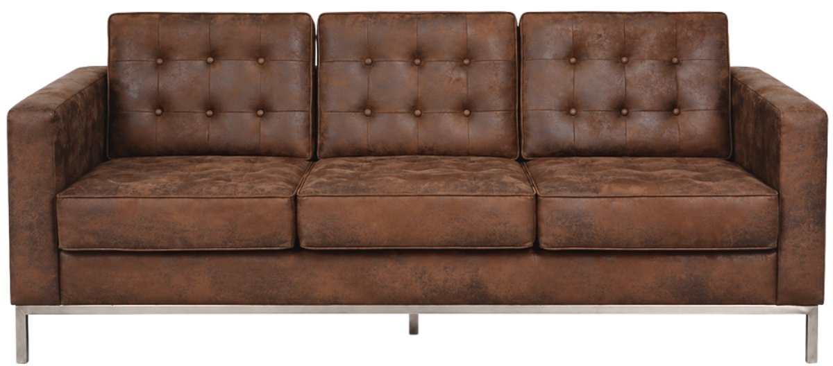 Meubeldistrict Florence Bank - 3 Zits - Vintage Bruin - Suede leder - Design Bank - Sofa - Zitbank