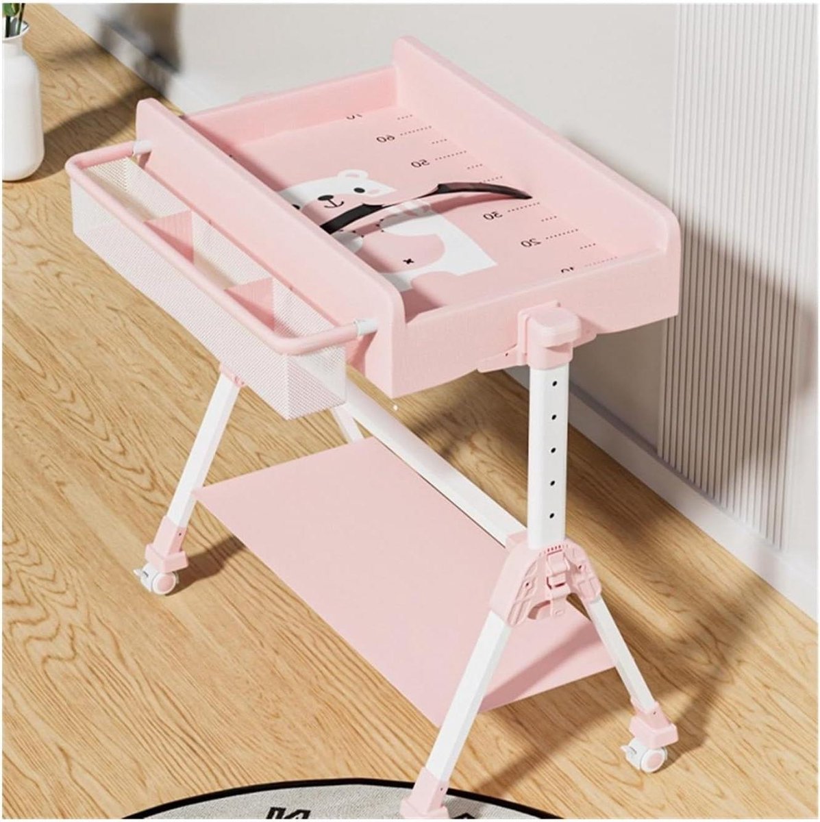 Baby Verschoontafel - Commode Tafel - Baby Verzorgen - Inklapbaar en Verstelbaar - 8.5 kg - Roze