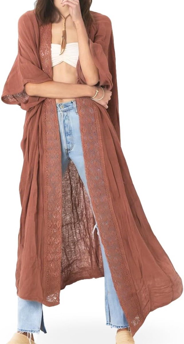 strandbedekking open voorkant los badpak bikini lange kimono sjaal blouse voor lente zomer