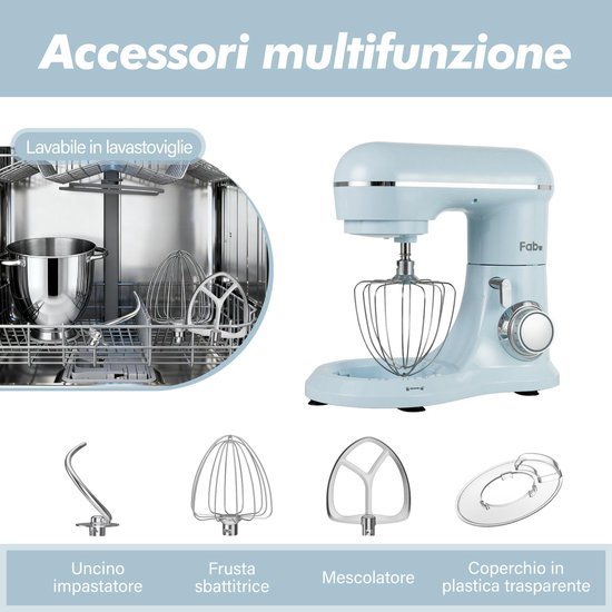 Keukenmachine - Deegmixer - Thuis Bakken - 10 Snelheden - 6 Liter Kom - Blauw — afbeelding 3