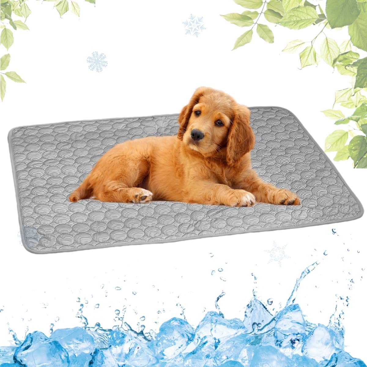 Koelmat voor Hond, Zelfkoel Hondenmat, Kat Koelmat, Niet-toxisch Huisdier Zelfkoelende Pad, Wasbaar Hondenkoelmat voor Honden en Katten in Hete Zomer Ontspannen(Grijs,40x50cm)