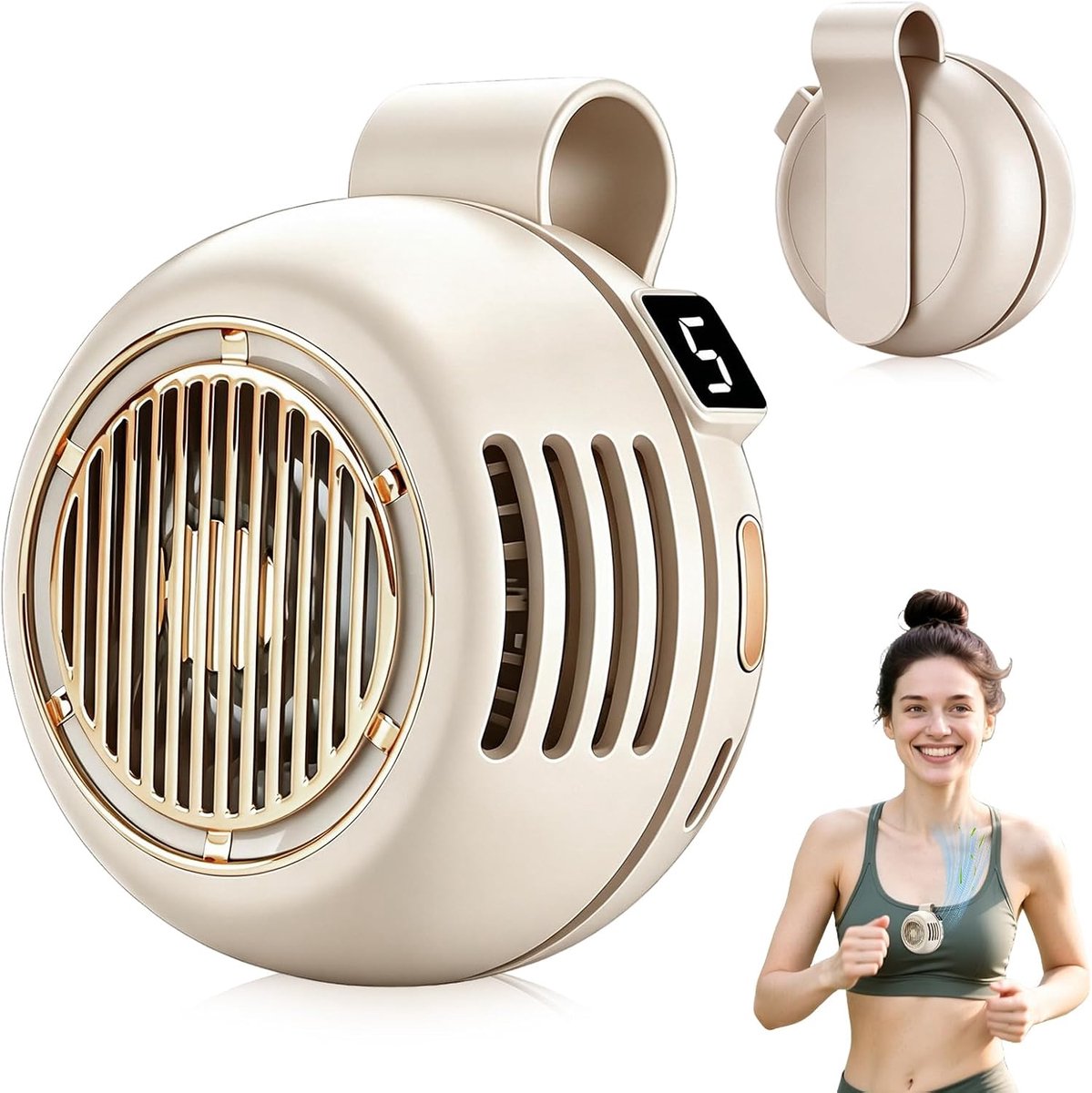 xinrongda Kleine Clipventilator, 2026 Nieuwe Mini Ventilator Met Clip | Draagbare stille mini-ventilator, met clip, 5 snelheden, USB-oplaadbaar, voor buiten en kantoor