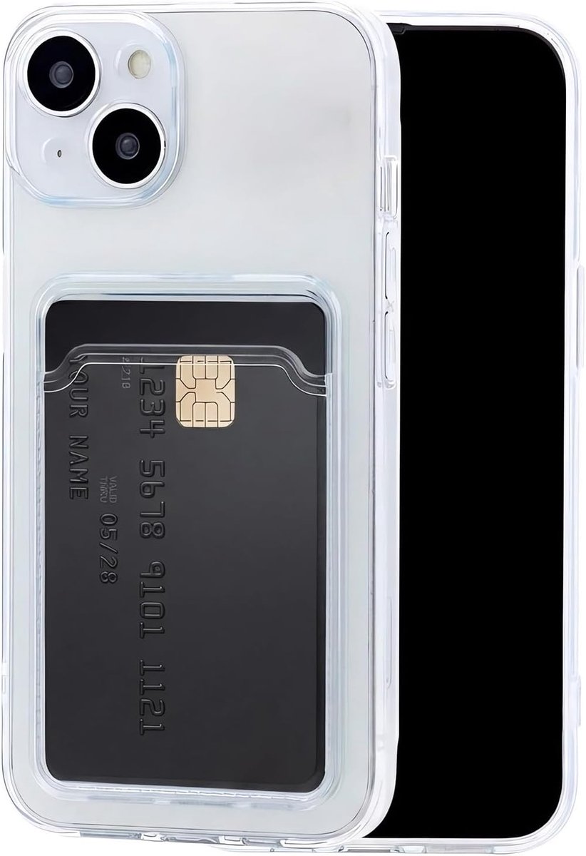Chengyuanfeng voor iPhone 13 hoesje met pasjeshouder, doorzichtig, ultra dun hoes met kaartsleuf, minimalistisch, zacht, schokbestendig, geschikt voor zakentrips en dagelijks gebruik, transparant