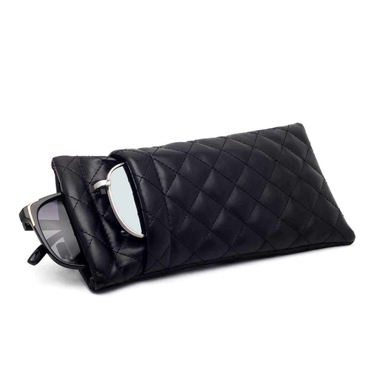 Zachte brillenkoker voor 2 zonnebrillen – Brillenetui met drukknoopsluiting – Zonnebrillenkoker voor dames en heren – Unisex
