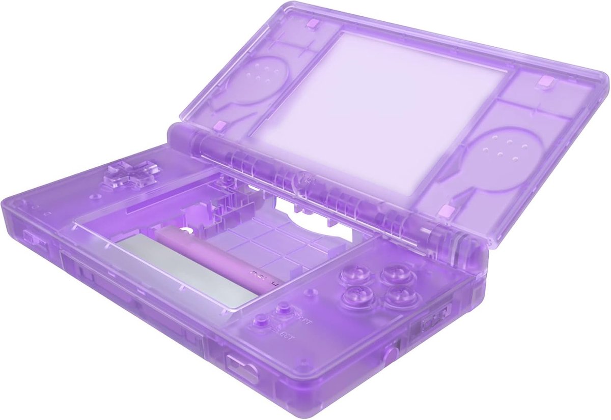 eXtremeRate Hoes Cover Knoppen Vervanging voor Nintendo DS Lite,Behuizingen Schaal Shell Buttons Kit voor Nintendo DS Lite NDSL (NIET Console)-Helder Atoom Paars