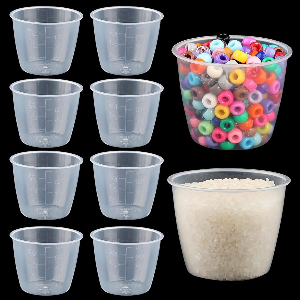 Set van 10 Transparante Rijstmeetbekers van 160ml - Perfect voor het Meten van Droge en Vloeibare Ingrediënten in de Keuken en Wasruimte