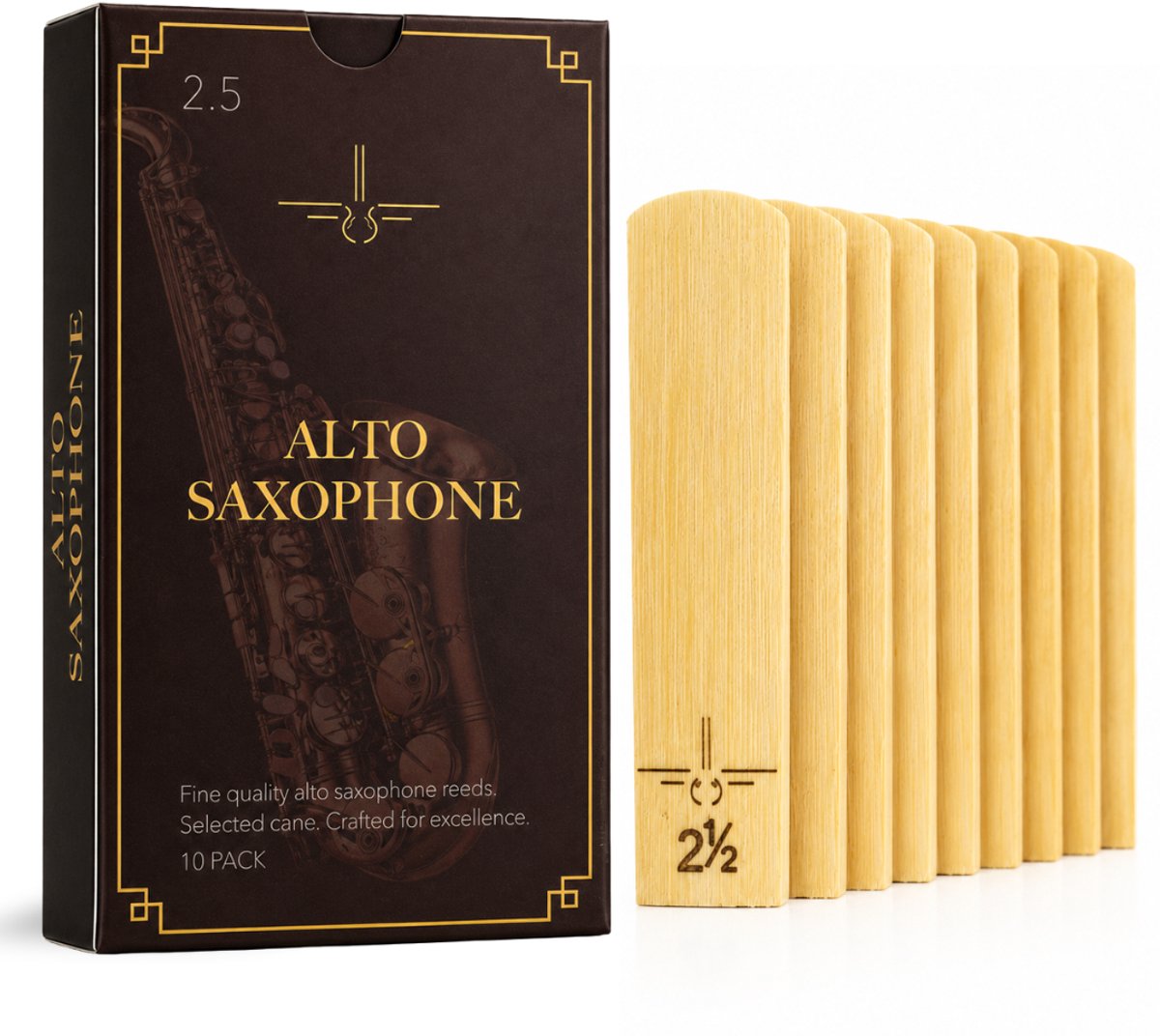 2.5 Alt Saxofoon Rietjes – Set van 10 – Rieten voor Altsaxofoon – Sterkte 2.5 – Natuurlijk Bamboe