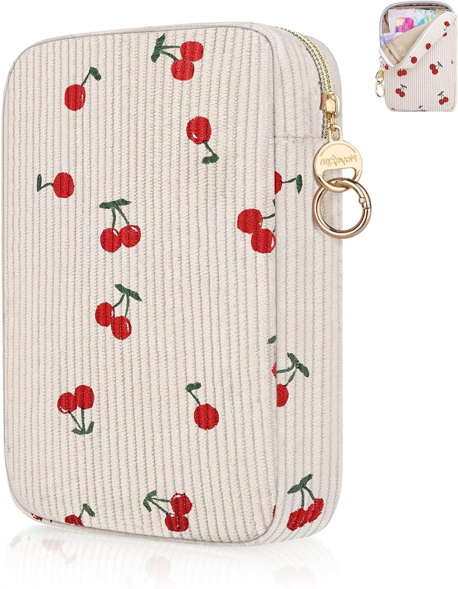 Maandverband tas - Opbergtasje Inlegkruisjes - Persoonlijke Hygiëne - Multifunctioneel Gebruik - 18 x 3.5 x 11.5 cm - Kers-beige