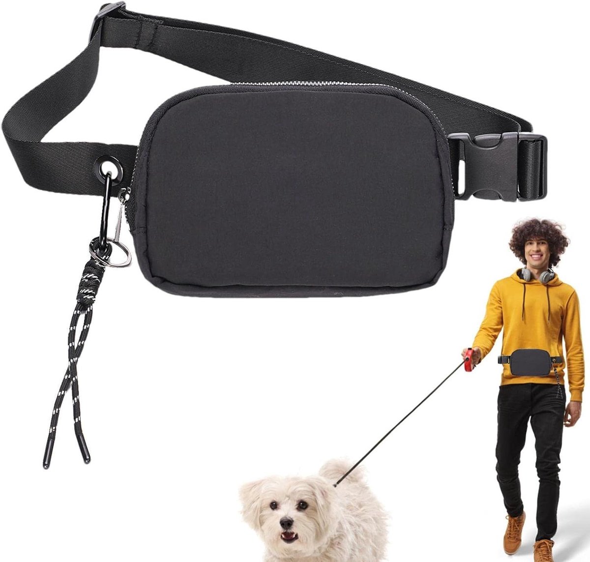 Heuptas Unisex - Buiktas Waterdicht - Reizen Wandelen - Verstelbare Band - 21x4x14 cm - Zwart