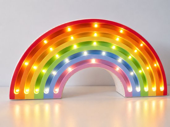 Regenboog Nachtlampje Kinderkamer - Handgemaakte Houten Lamp voor Babykamer van Licht en Hout — afbeelding 3
