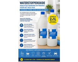 2 LITER WATERSTOFPEROXIDE AGUA OXIGENADA KRACHTIGE REINIGER VOOR SCHOONMAAK, HYGIËNE EN VLEKVERWIJDERING. HELPT BIJ HET VERWIJDEREN VAN VUIL, NARE GEUREN EN VLEKKEN. IDEAAL VOOR KEUKEN,BADKAMER,TEXTIEL,OPPERVLAKKEN EN DAGELIJKS HUISHOUDELIJK GEBRUIK.
