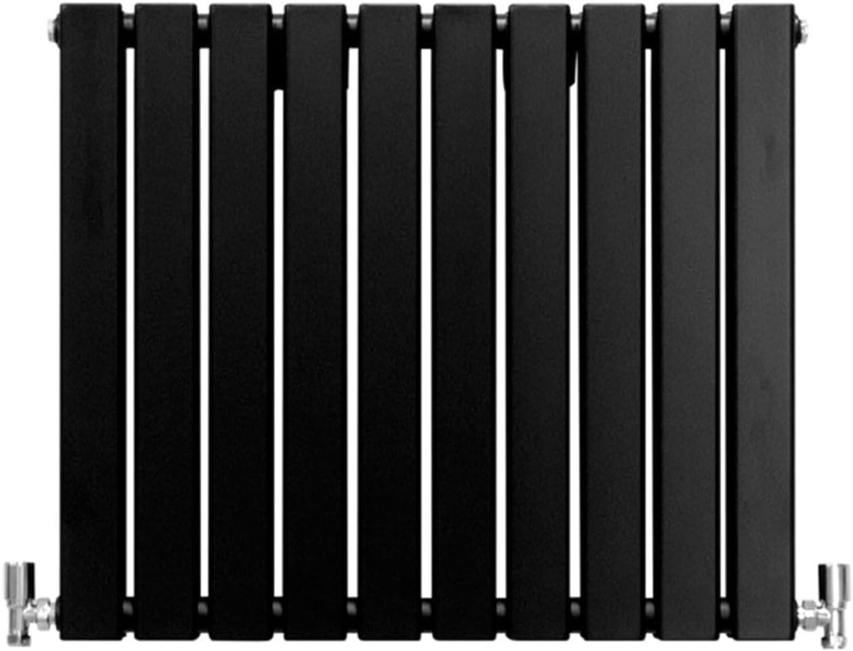 SnelShoppen - Designer Radiator 60 x 70cm Flat Panel Modern Zwart Horizontaal - Dubbele Paneel Wandgemonteerd - Slimline Verwarming voor Keuken, Woonk