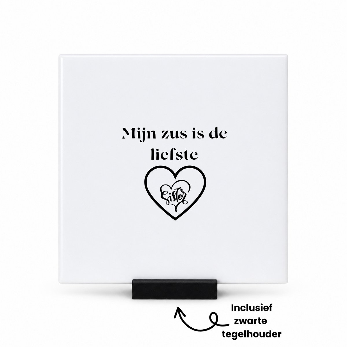 Hacebo Family makes this house a home tegeltje met tegelhouder - Familie - Liefde - tegeltjes met tekst - Leuk cadeau voor je familie om te geven - spreuktegels - 10.8x10.8 CM Wit