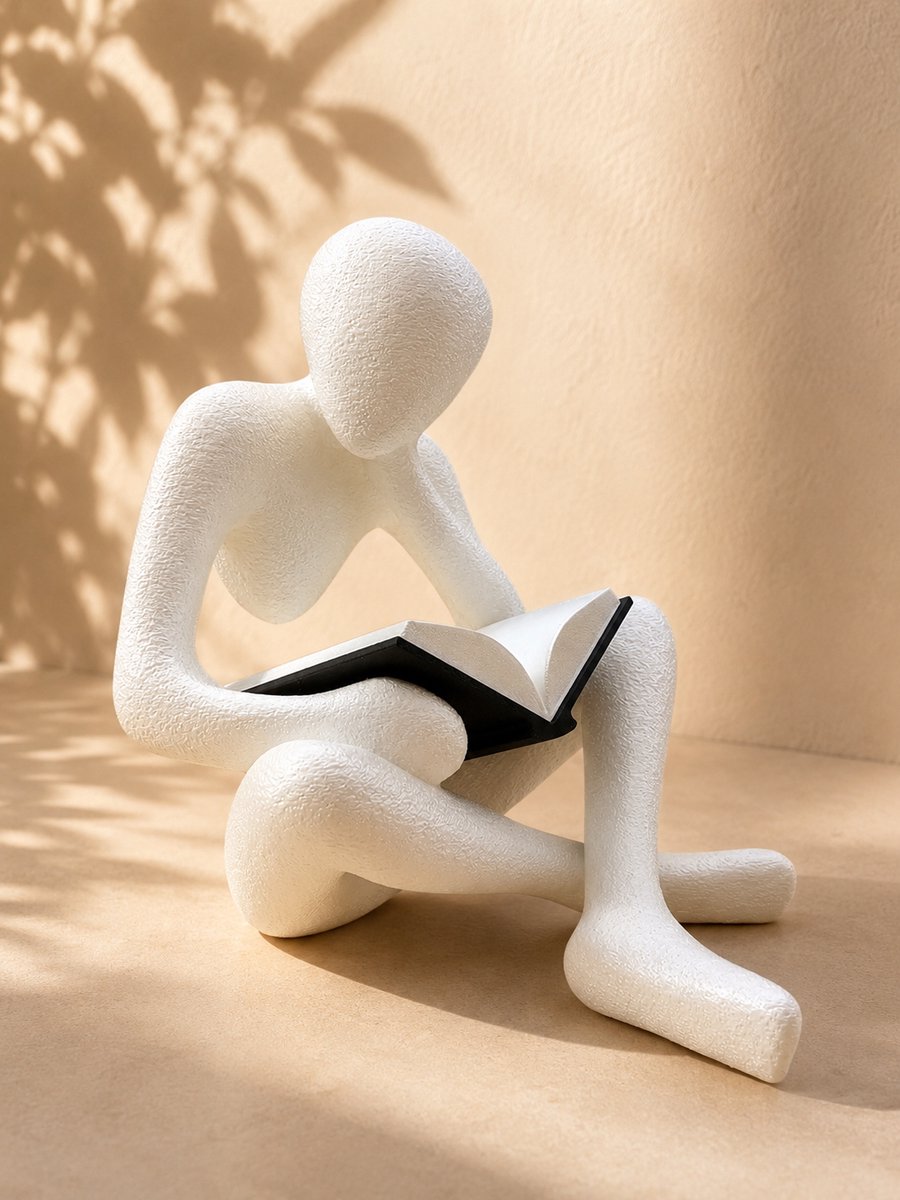 NObody Lezend Beeldje | 3D Geprint Decoratiebeeld met Fuzzy Skin wit