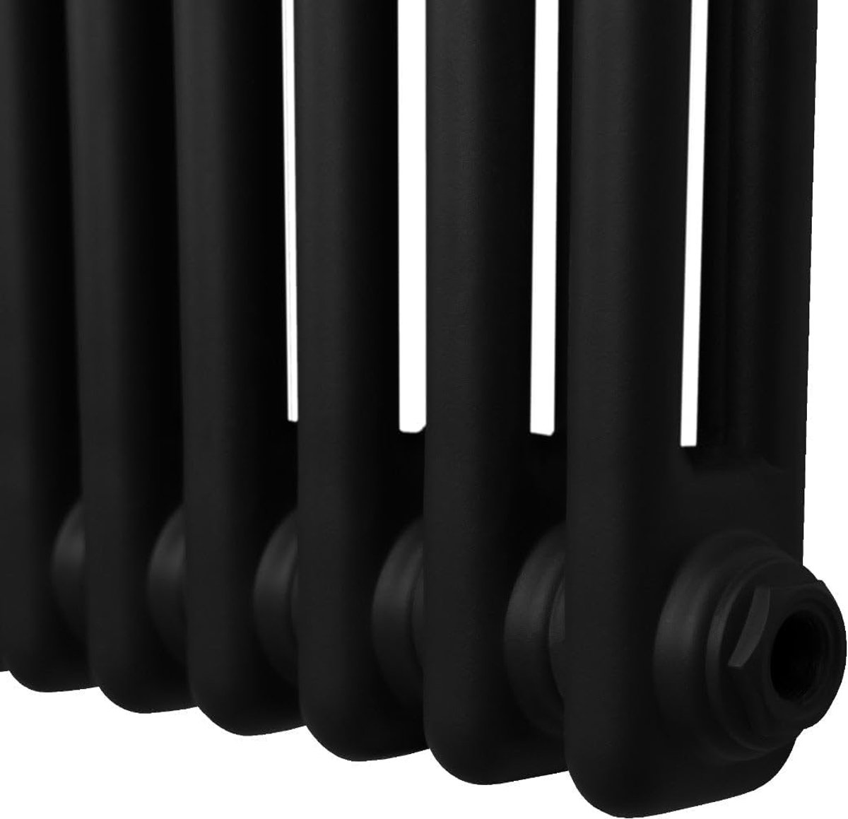 SnelShoppen - Traditionele 2 Koloms Radiator 1500mm x 562mm Matte Zwart Carbon Staal Verticaal Wandmontage Verwarming voor Woonkamer en Badkamer