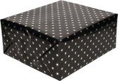 Inpakpapier/cadeaupapier holografisch zwart met zilveren sterretjes 150 x 70 cm rol - kadopapier / cadeaupapier/papier