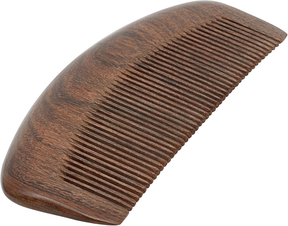 Thijox - Natuurlijke Sandelhoutkam - Premium Antistatische Houten Baardkam - Fijn Getande Kam voor Mannen en Vrouwen - Krulkam en Massagekam - Handgem