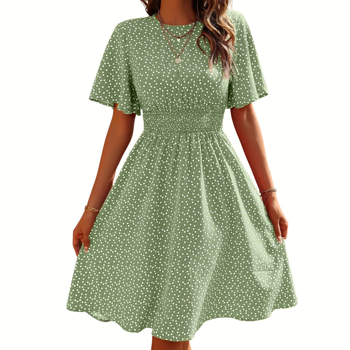 Currero Jurk Met Polkadots Stippen Zomerjurk Dames Zomerjurken Midi Jurk Volwassenen Ibiza Stijl Sundress Dress XL Grenate